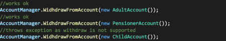 SOLID principles code withdraw from account