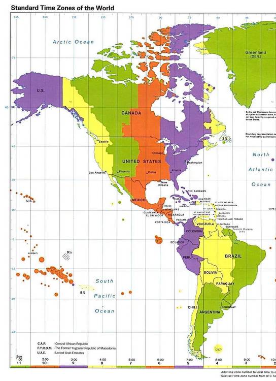 North and South American Time Zone