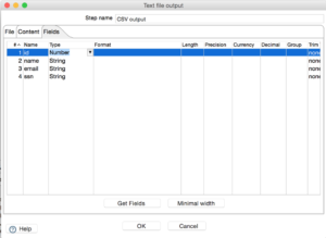 Table input example with various step names