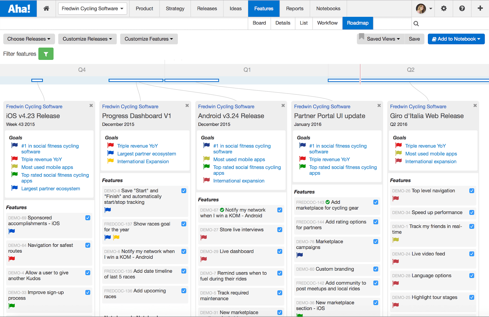 Aha! product road map software