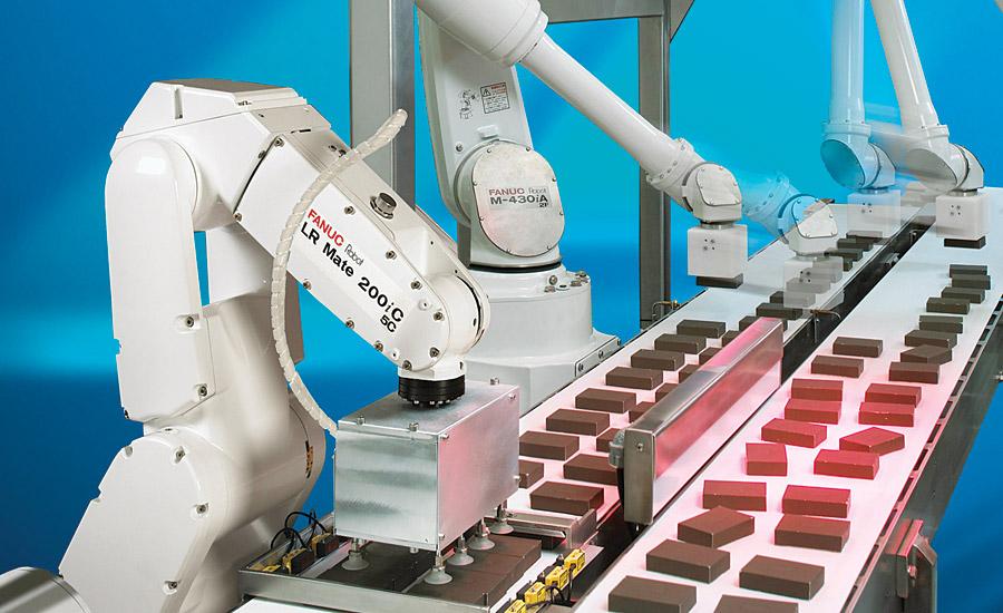 robotic arms in manufacturing production line - machine vision. 