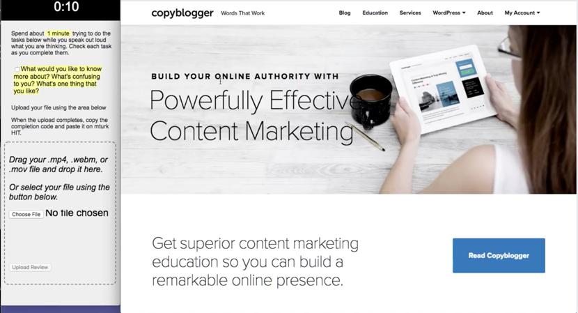 Screenshot of a websites homepage