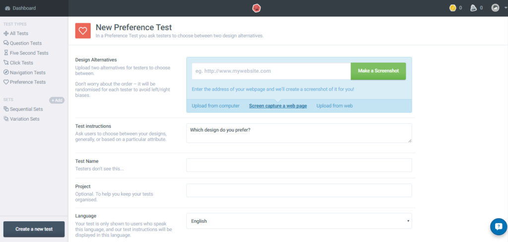 New preference test example