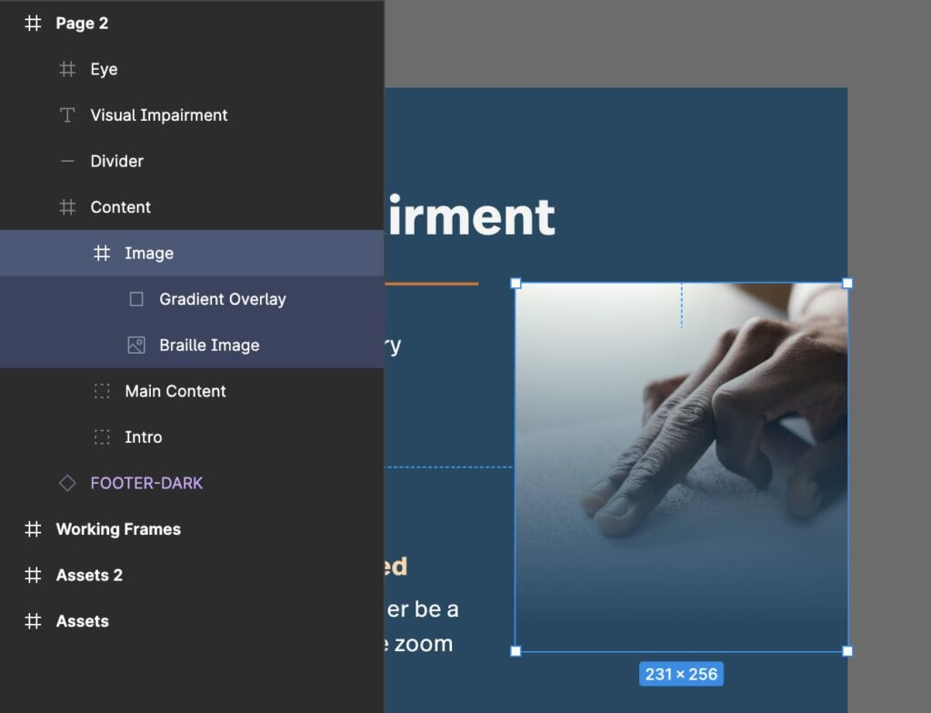 Screenshot of Figma Interface selecting layers