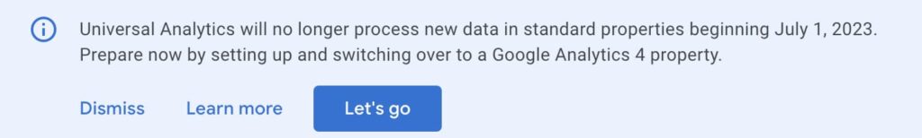 Error message prompting user to update to GA4