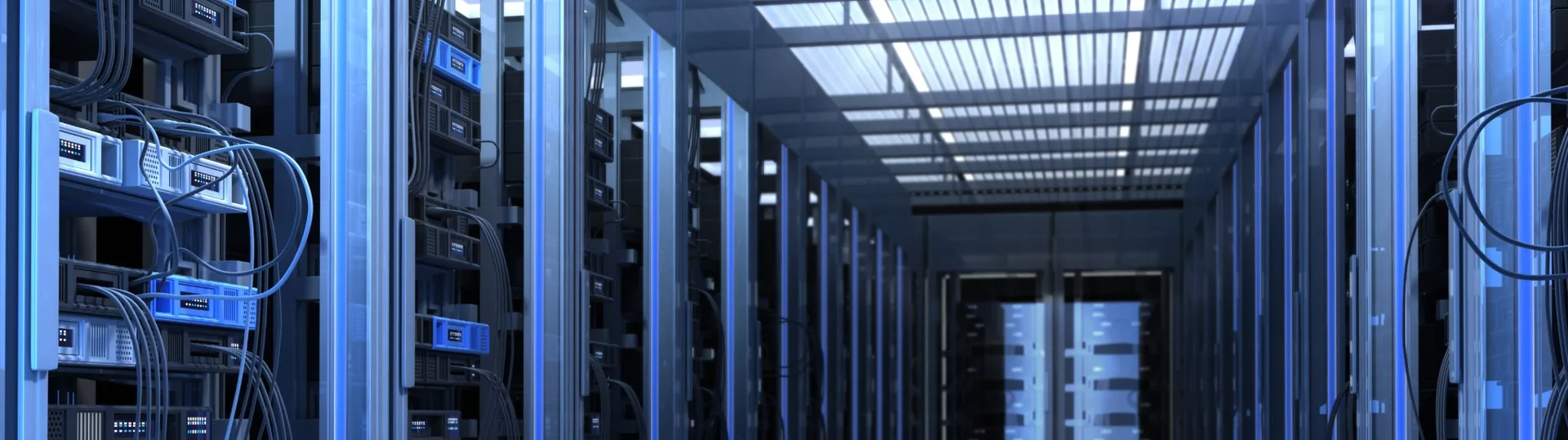 Futuristic data center corridor showing advanced infrastructure for high-stakes AI systems