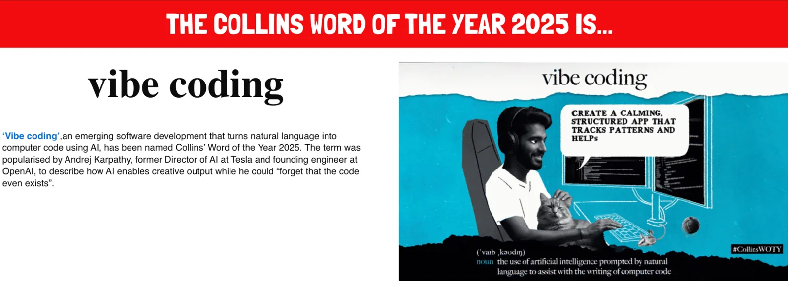 Collins Dictionary naming vibe coding as its Word of the Year for 2025