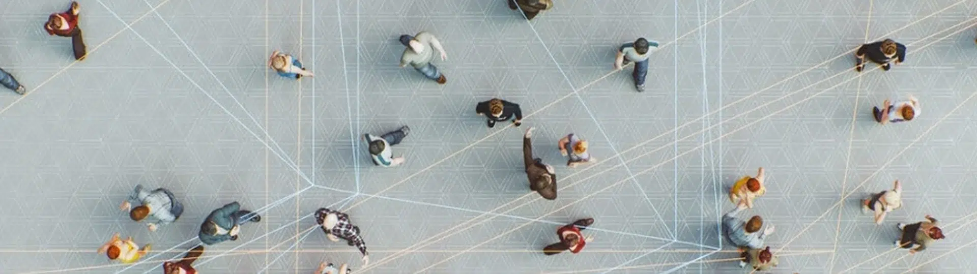 Connected network of people aerial view representing GAP client partnerships