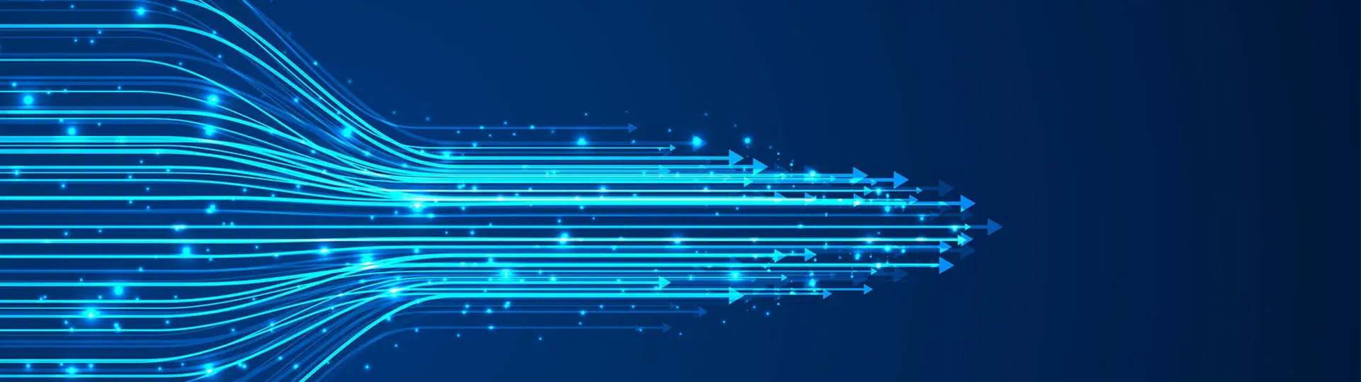 Digital data flow streams converging into a single direction representing LLM pipeline automation