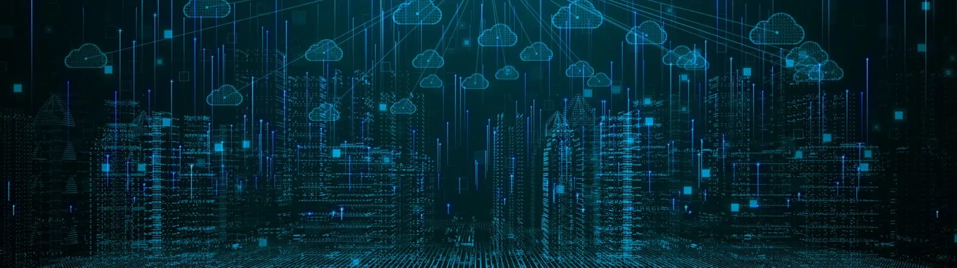 Digital smart city infrastructure with interconnected cloud computing network visualization