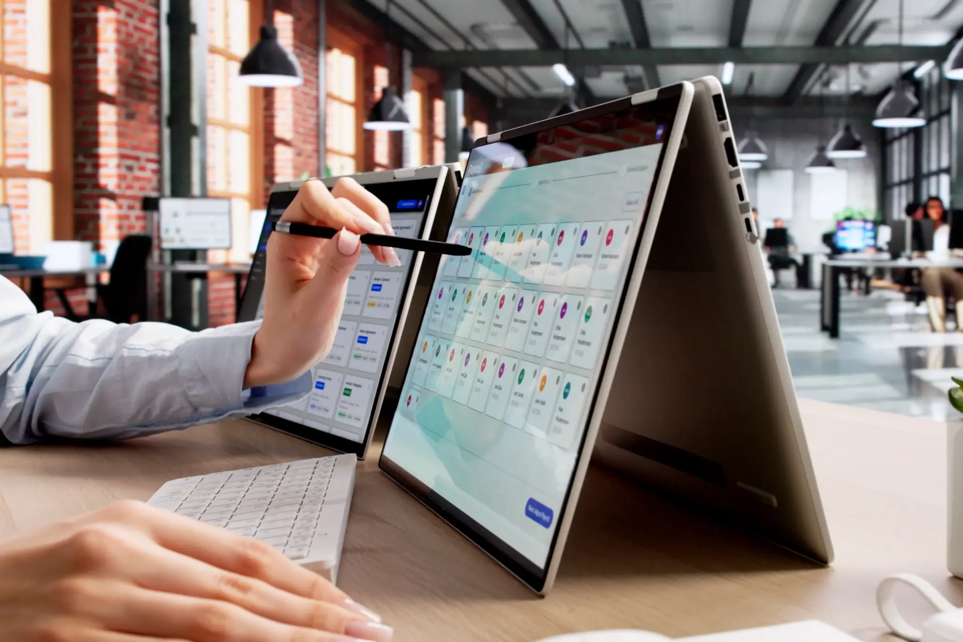 A stylus pointing at a scored dashboard on a tablet